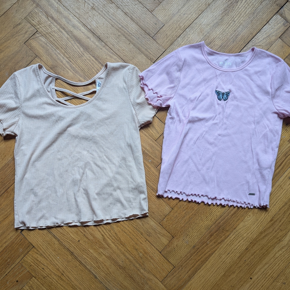 Junior M Pink and Cream Butterfly Tops